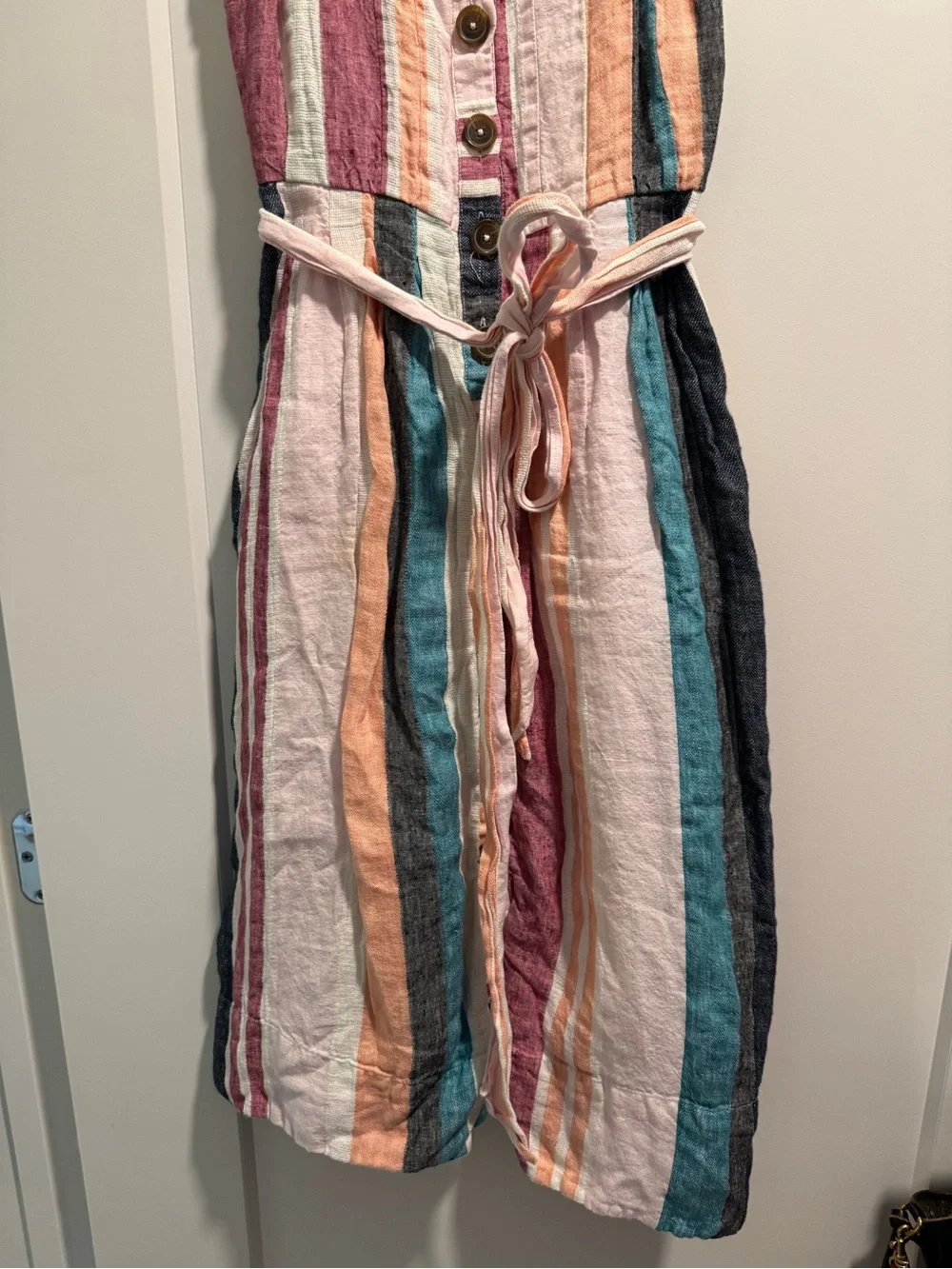 J. Crew Vertical Stripe Linen-Blend Shorts in Pink, Peach & White